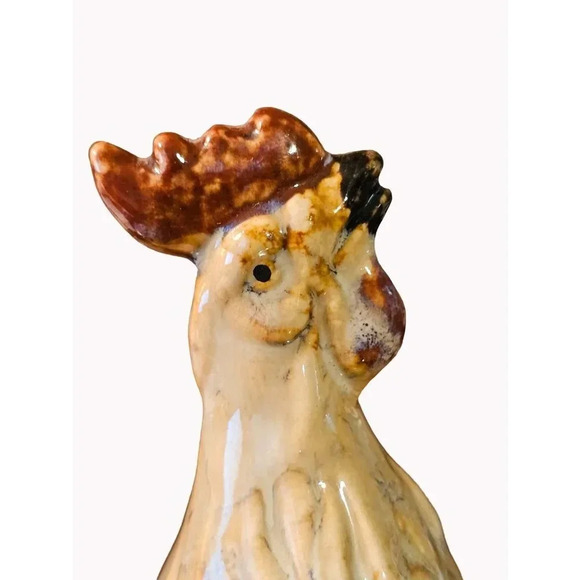 Hand-Crafted Glazed Ceramic Rooster Figurine Farmhouse Kitchen - Picture 5 of 9
